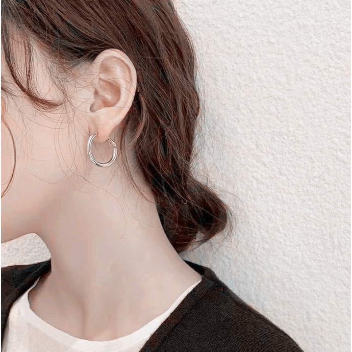 📛 RẺ VÔ ĐỊCH 📛 Bông tai vòng màu bạc đơn giản cá tính phong cách hàn Quốc