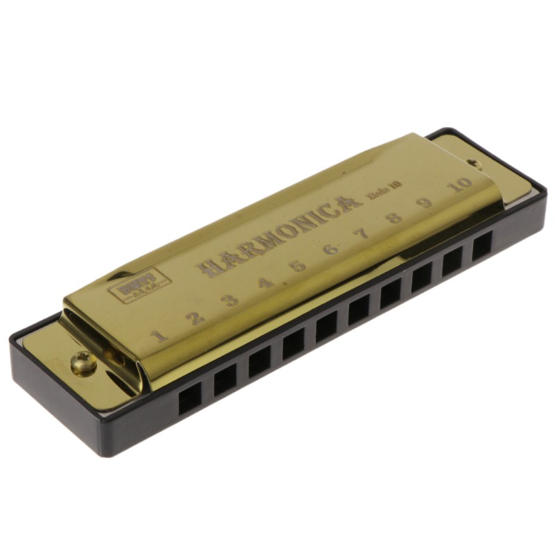 Kèn Harmonica 10 Lỗ Màu Xanh Dương Phong Cách Cổ Điển Kèm Hộp Đựng Ốp