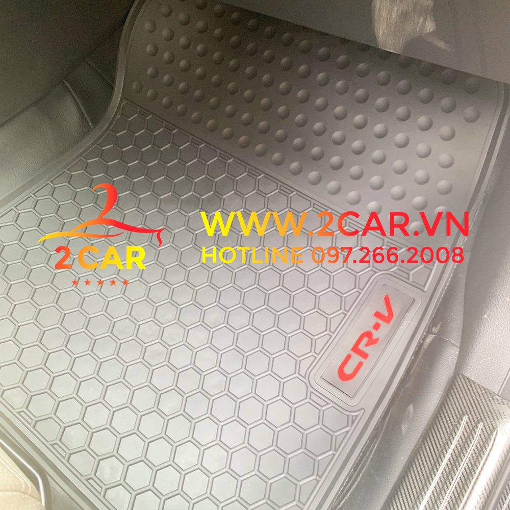 Thảm lót sàn cao su xe Honda CRV 2018- 2019- 2020- 2021- 2022 không mùi, dễ vệ sinh - Mẫu chữ đỏ tổ ong