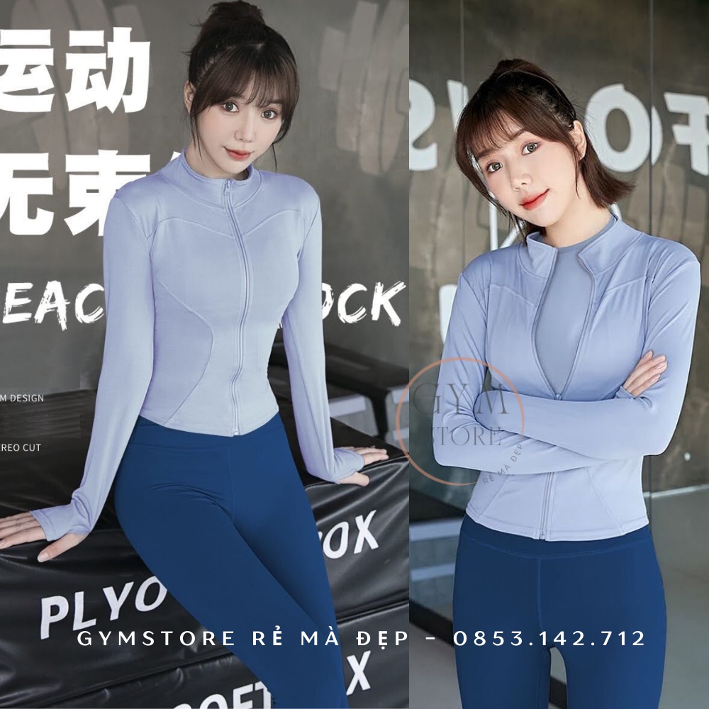 Áo khoác tập gym tập yoga thể thao nữ áo dài tay giá rẻ Gymstore 011
