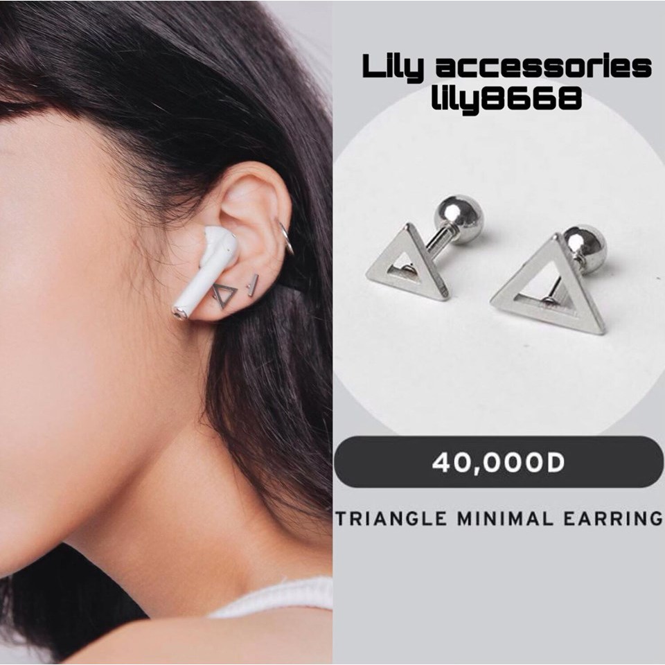 Triangle Minimal Earring khuyên tai titan tam giác không gỉ không đen không dị ứng nam nữ Uniex