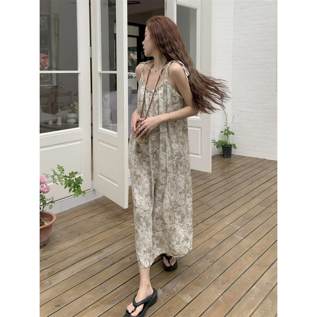 Đầm Hai Dây Họa Tiết Hoa Phong Cách vintage Thời Trang Xuân Hè