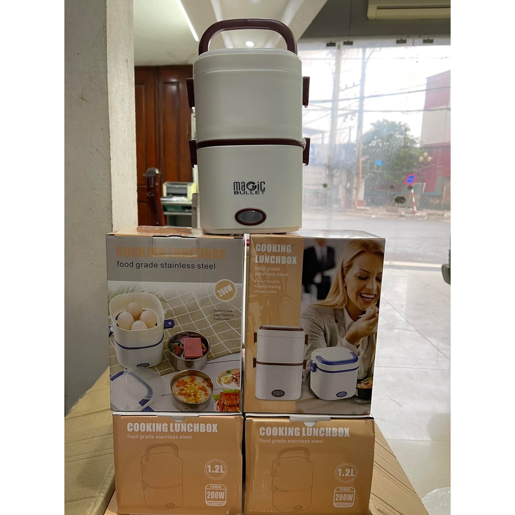 Hộp đựng cơm cắm điện MaGic Bullet công suất 200W lớn nhất, hộp cơm văn phòng ruột Inox 304 cao cấp- mẫu mới 2022