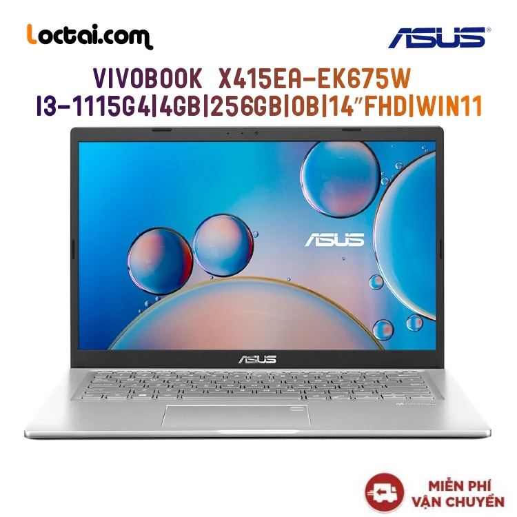 Laptop ASUS Vivobook X415EA-EK675W I3-1115G4| 4GB| 256GB| OB| 14″FHD| Win11