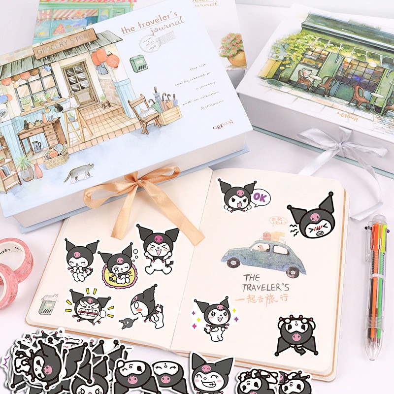 Set 50 miếng hình dán nhân vật hoạt hình Kuromi chống thấm nước đáng yêu