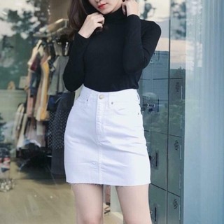 QUẦN VÁY BÒ TRƠN TUA GẤU_QUẦN VÁY JEAN NGẮN_Chân váy Jean có quần trong