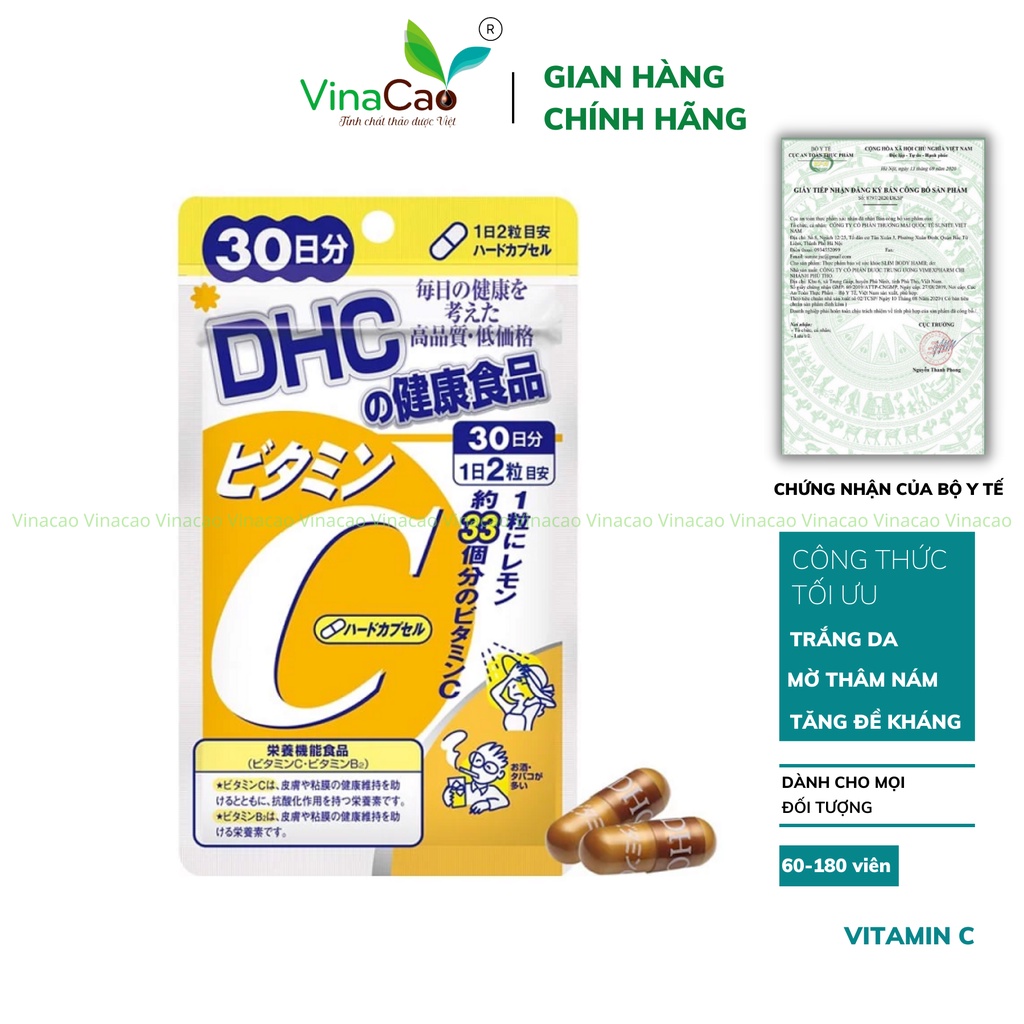 Viên Uống Vitamin C DHC Nhật Bản - Trắng da, mờ thâm liệu trình 30 ngày, 60 ngày, 90 ngày