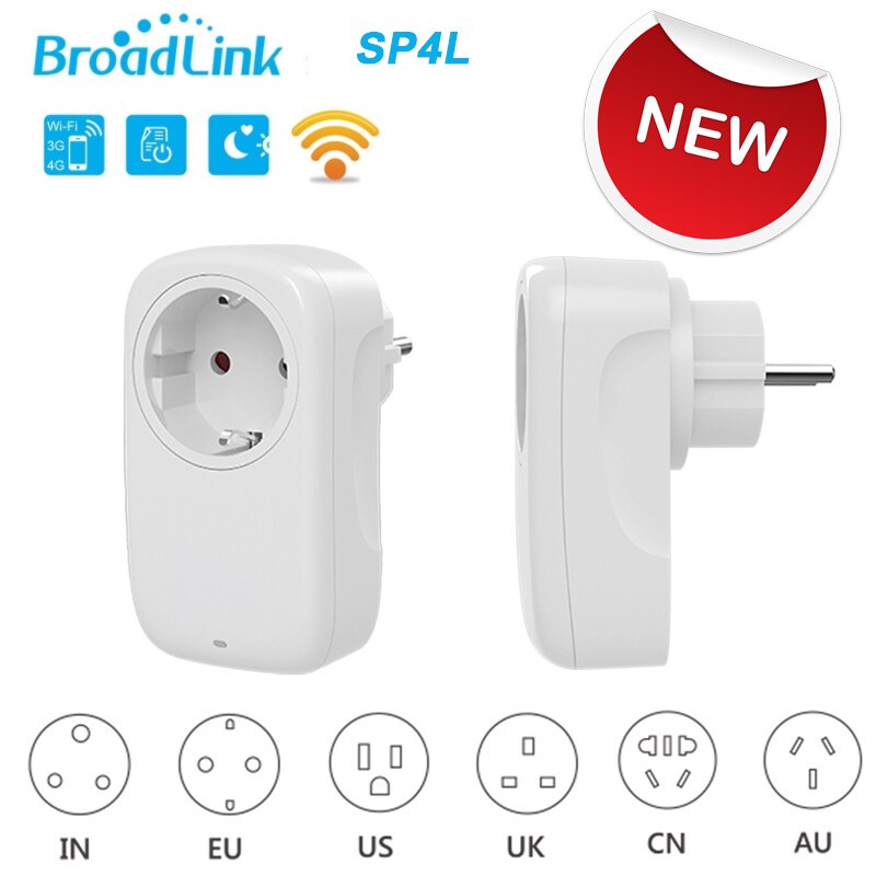 Ổ Cắm Wifi Broadlink, Ổ Cắm Thông Minh Hẹn Giờ Broadlink SP4L 2200W Điều Khiển Từ Xa Qua App Broaldink Bản Quốc Tế