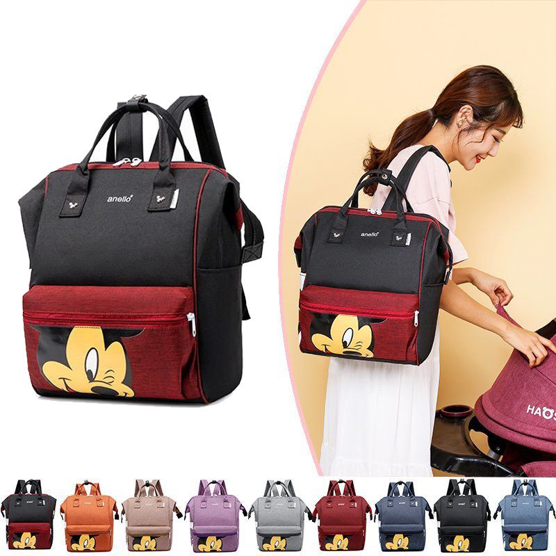 DISNEY Ba Lô Đeo Vai Cỡ Lớn In Hoạt Hình Chuột Mickey Dễ Thương Cho Mẹ Và Bé