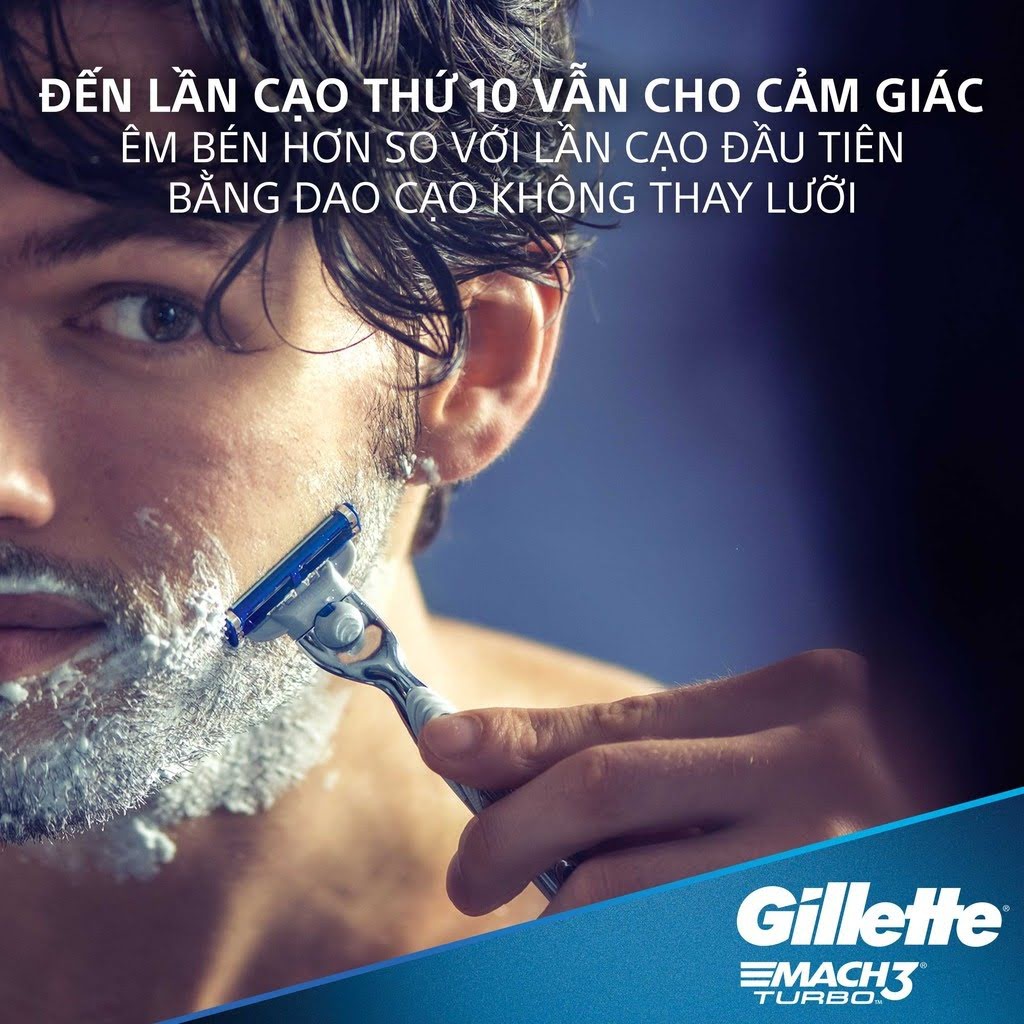 Hộp Lưỡi Dao Cạo Râu Gillette Mach 3 Vỉ 6 4 3 2 Turbo, Sensitive, Basic - Mach3 3 lưỡi cao cấp