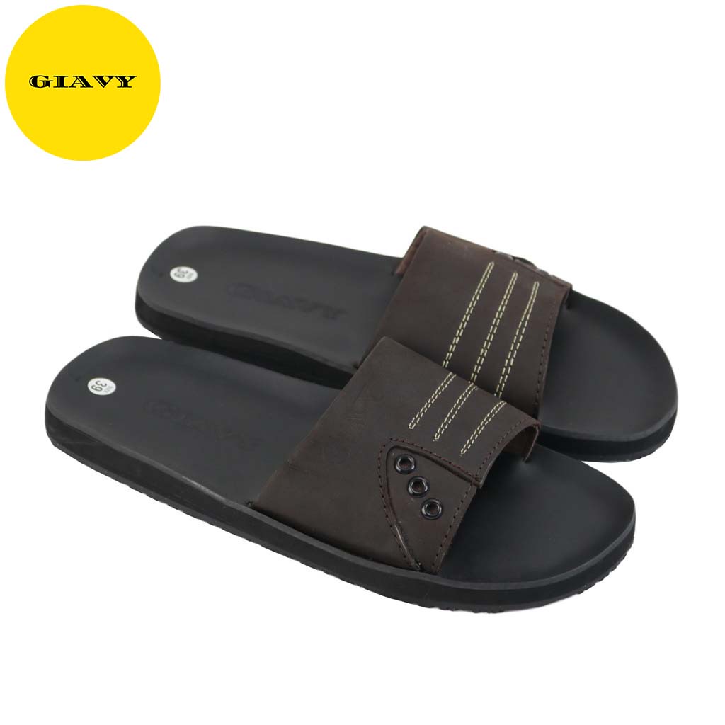 Dép da nam, dép nam quai ngang DTL450 - GIÀY GIAVY