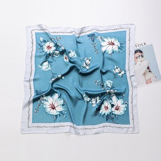 Khăn lụa thắt nơ mẫu hoa thanh lịch sz 70x70cm