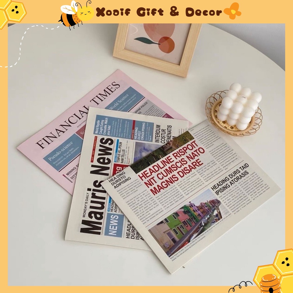 Báo nước ngoài phong cách retro, trang trí decor, phụ kiện chụp ảnh