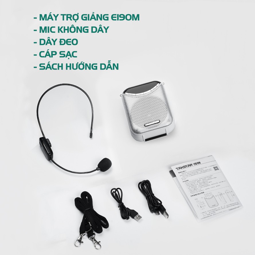 【Chính hãng】Takstar E190M Loa mic máy trợ giảng cao cấp không dây, FM, Giáo viên, hướng dẫn viên, bán hàng