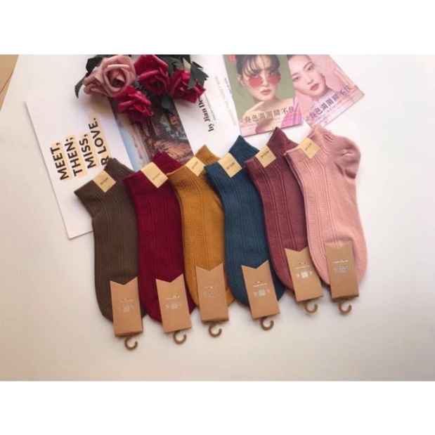 Set Tất Len Gân Nữ Vintage Cổ Ngắn Loại 1 CARLA