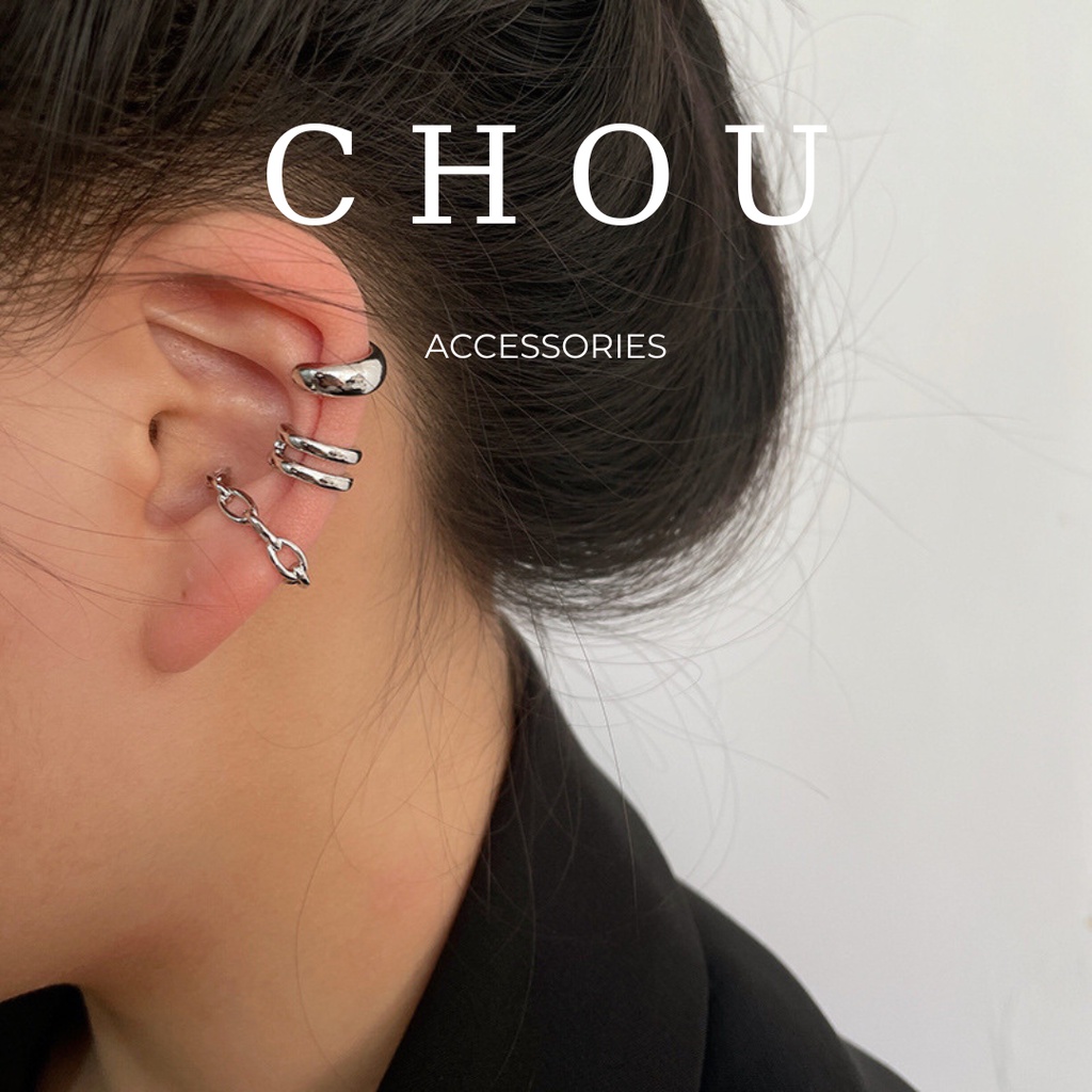 Set 3 Khuyên Kẹp Vành Tai Dáng Xích | CHOU ACCESSORIES |