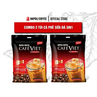 Combo 2 túi lớn cafe hòa tan sữa đá 3in1 napoli coffee - cà phê sạch