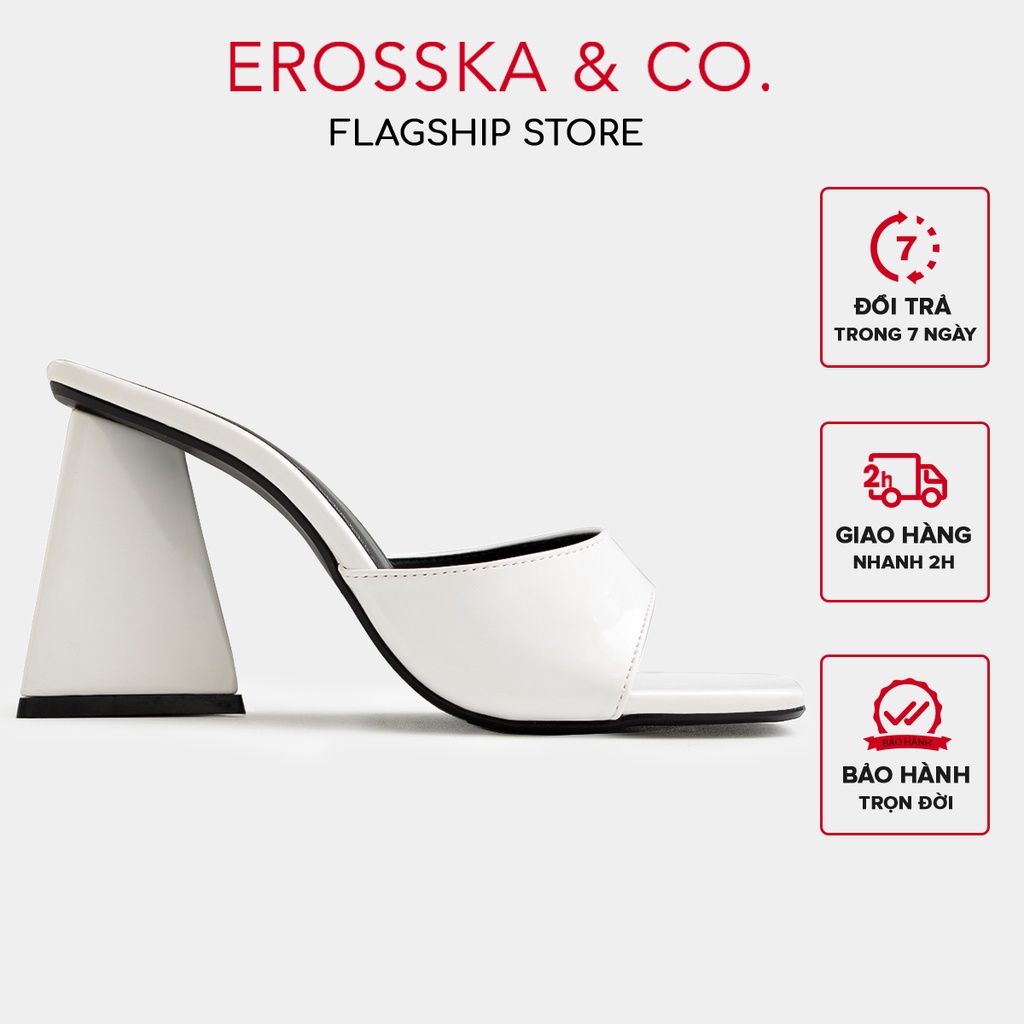 Erosska - Dép cao gót nữ mũi vuông cao 9cm màu nude - EM087
