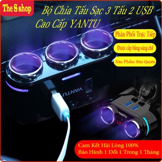 Bộ chia tẩu sạc ô tô - 2 cổng USB sạc nhanh YANTU- có công tắc linh hoạt, tặng cầu - gaboghili6