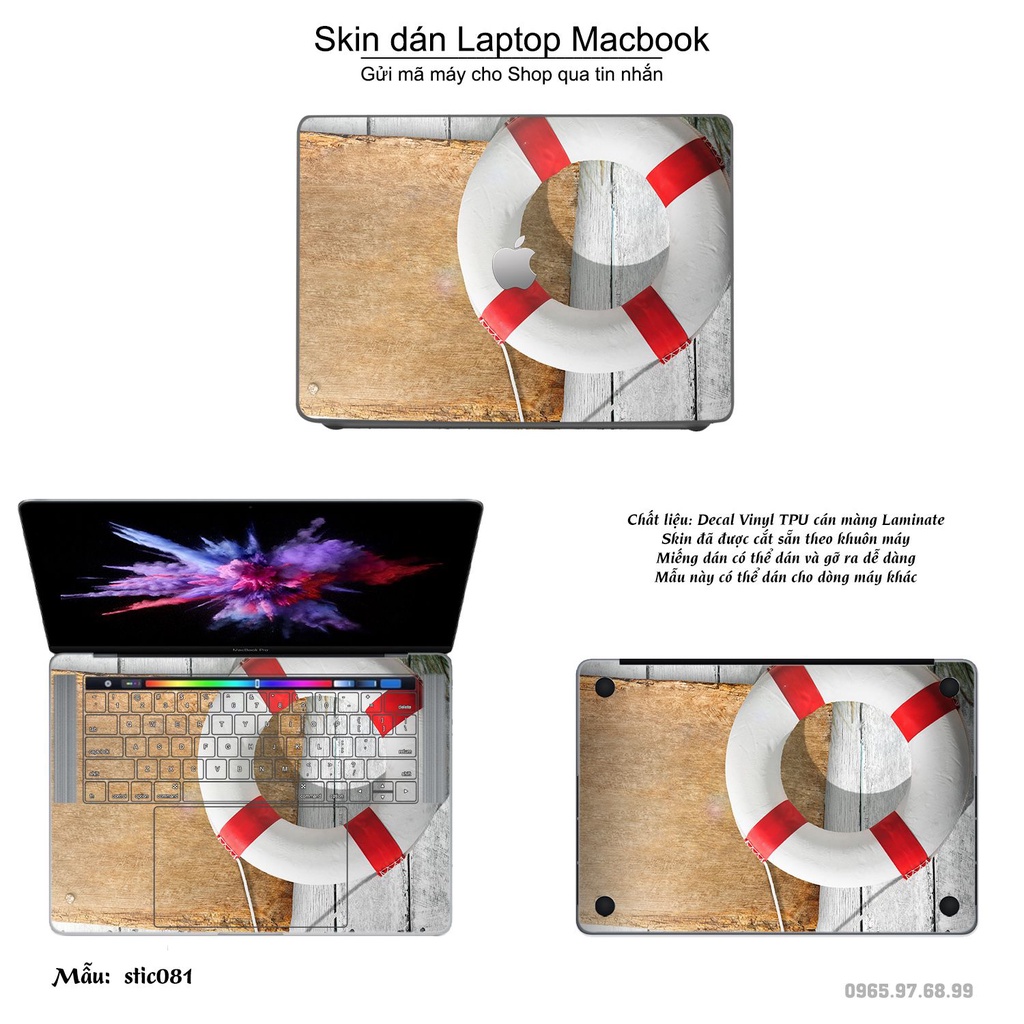 Skin dán Macbook mẫu Hoa văn sticker (đã cắt sẵn, inbox mã máy cho shop)