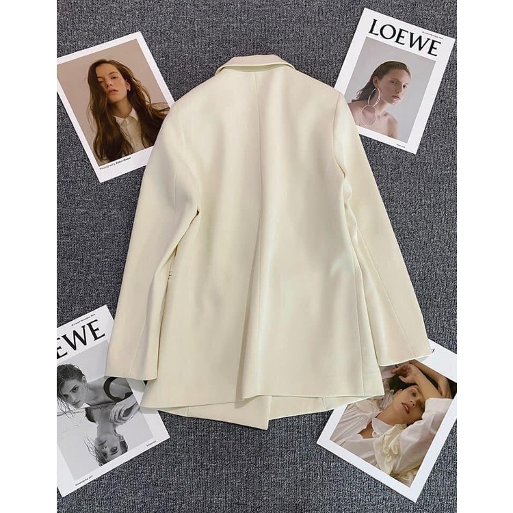 Áo khoác blazer cúc mạ đồng 4 khuy hàng QC 2 lớp