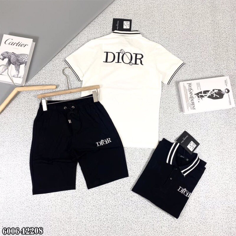 Bộ Cotton Hè Nam Thêu Chữ Ghim