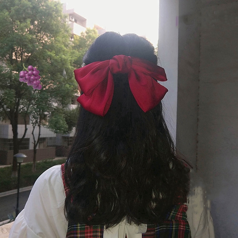 Kẹp Tóc Nơ Màu Đỏ Thời Trang Nữ Tính