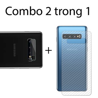 Combo 2 decal vân carbon Samsung S10, S10+ và 2 miếng dán camera