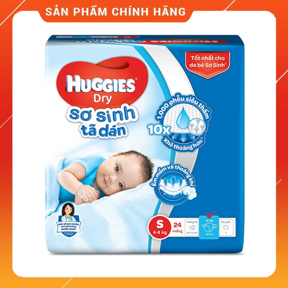 [Giảm Giá Cực Sốc]Tã Dán Huggies Dry Super Jumbo Giúp Bé Luôn Khô Thoáng S24/ M76/L68/XL62/XXL56