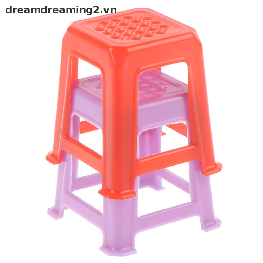 Mô hình ghế đẩu nhựa mini tỉ lệ 1/12 trang trí nhà búp bê