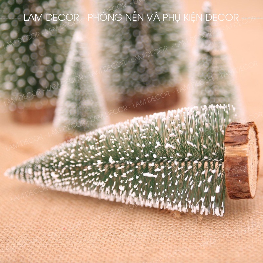 Cây thông noel phủ tuyết trang trí nhà, phụ kiện chụp ảnh chủ đề giáng sinh