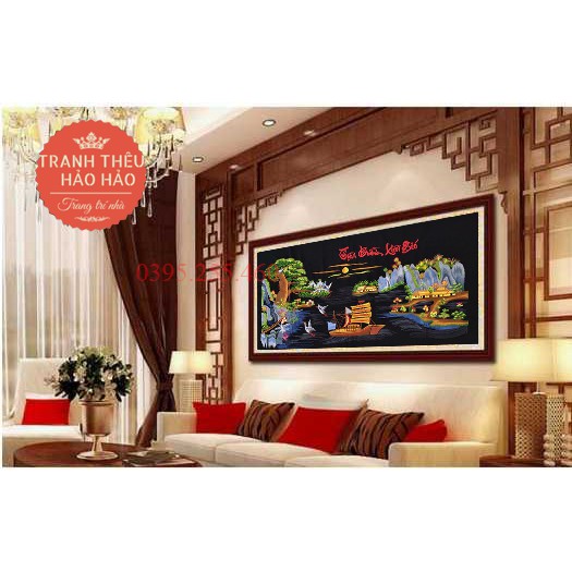 Tranh thêu Thuận buồm xuôi gió Tranh thêu thành phẩm 140x85cm