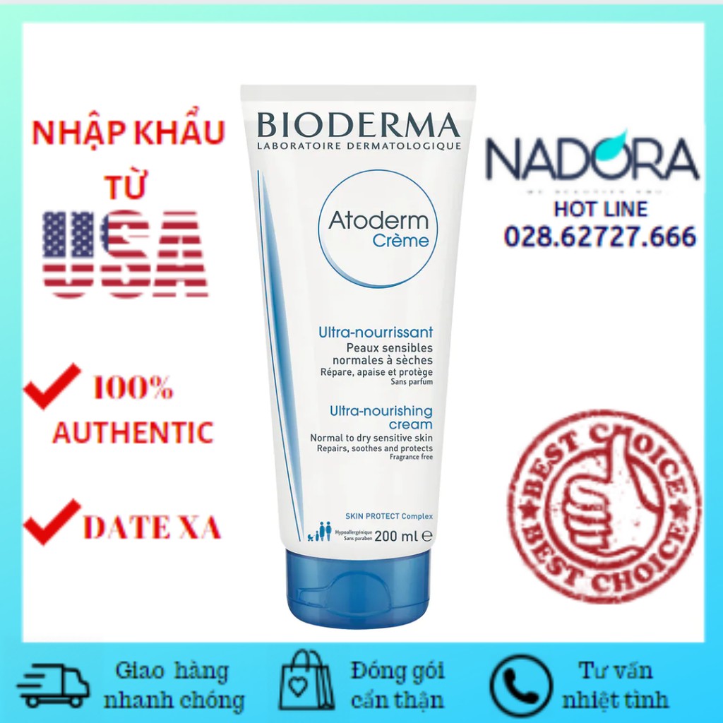 Kem Dưỡng Ẩm Dành Cho Da Khô & Rất Khô Bioderma - Atoderm Crème Bioderma (200ml)