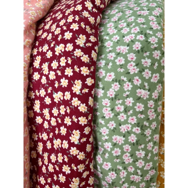 Vải thô cào bông mềm ấm hoạ tiết hoa đào siêu xinh