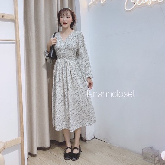 Váy hoa nhí cổ V nhún eo dáng mới siêu tôn dáng Ulzzang style🌸 VKE9133 Hàng Quảng Châu | BigBuy360 - bigbuy360.vn