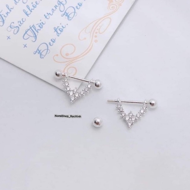 Bông tai bạc Hot Hit, Độc đáo phong cách Nhỏ gọn đầy cá tính Mainomi Shop Bạc Xinh