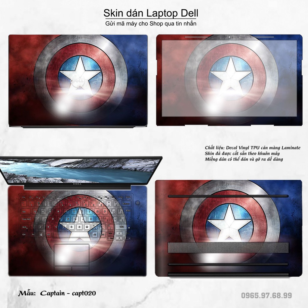 Skin dán Laptop Dell in hình Captain (inbox mã máy cho Shop)