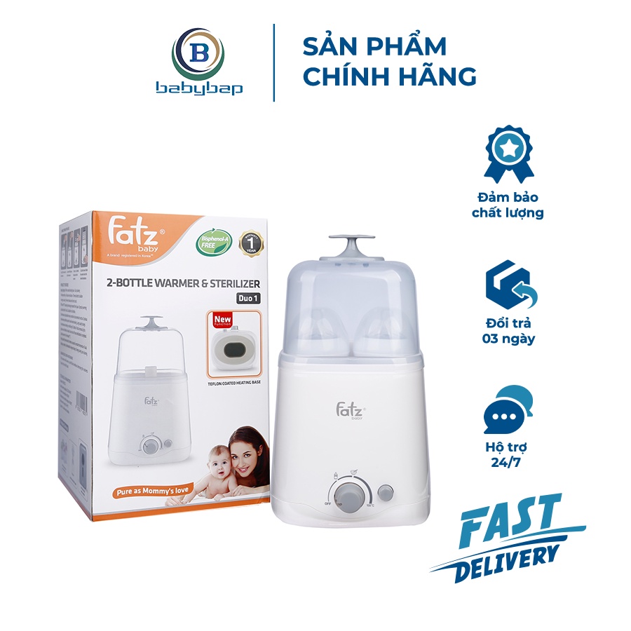 Máy Hâm Sữa Hai Bình Cổ Rộng Dou 1 Fatzbaby FB3012SL Đế Tiếp Xúc Được Tráng Một LớpTeflon