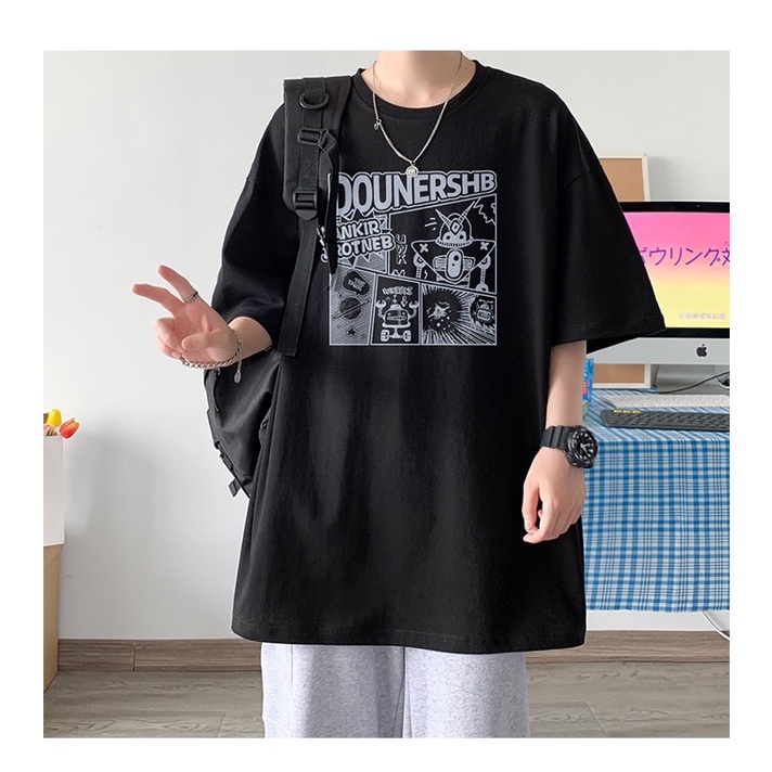 Áo thun tay lỡ nam nữ, áo phông unisex form rộng chất cotton mềm mịn thấm hút mồ hôi in hình DOUNE