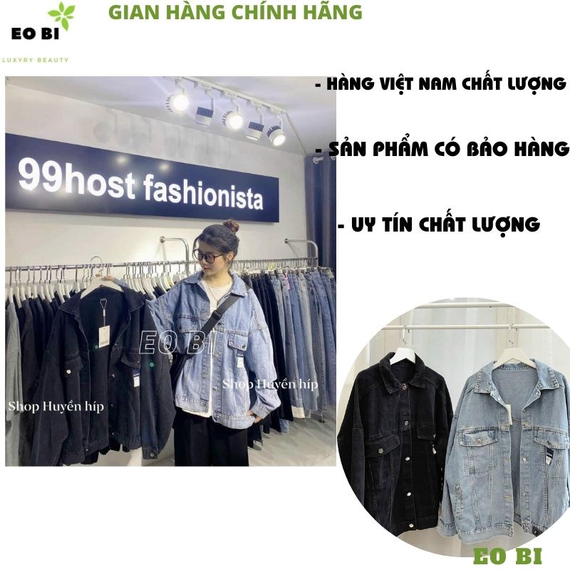 Áo Khoác Nữ Jean UNISEX Form Rộng Nam Nữ Màu Xanh và Đen - Áo khoác bò nữ form rộng suông - EOBI