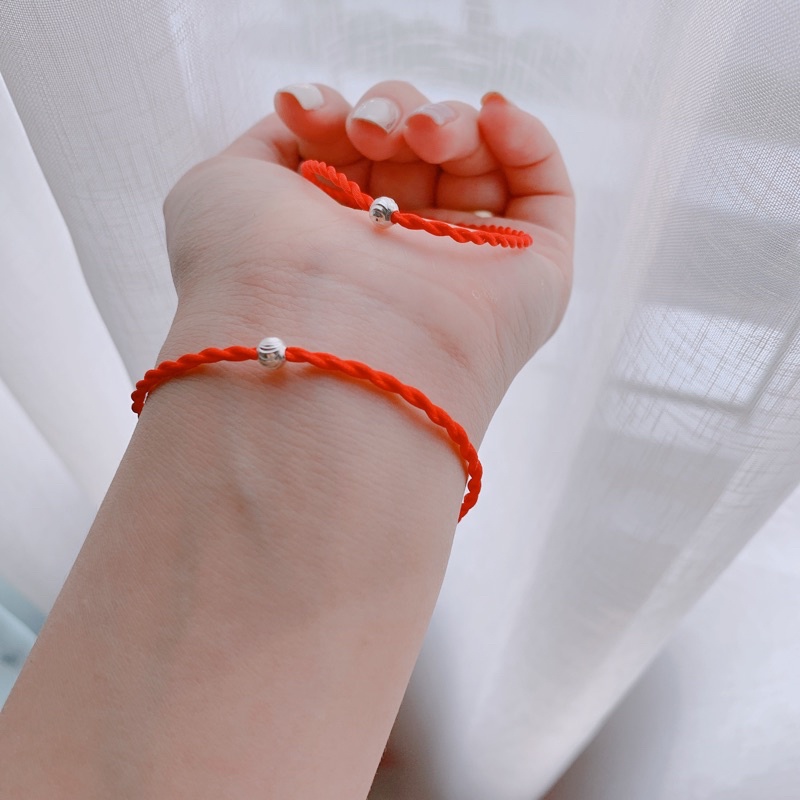 Vòng bạc chỉ đỏ may mắn bi bạc nguyên chất - [HÀNG CÓ SẴN] - Tuna Shop Trang sức Bạc