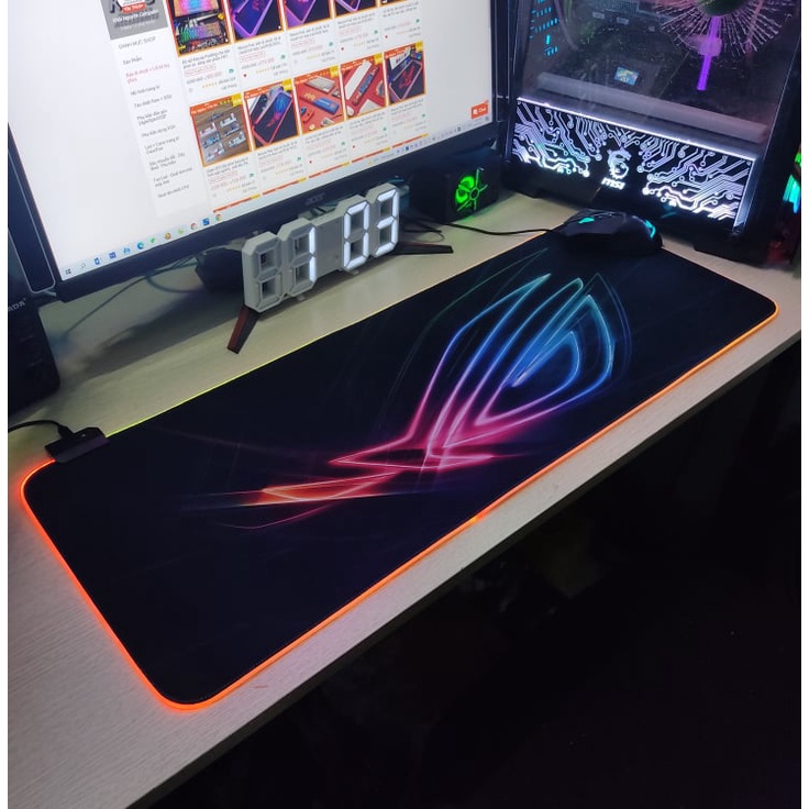 Mouse Pad, Bàn Di Chuột, Lót Di Chuột Led RGB ROG Version 2 Sáng Viền