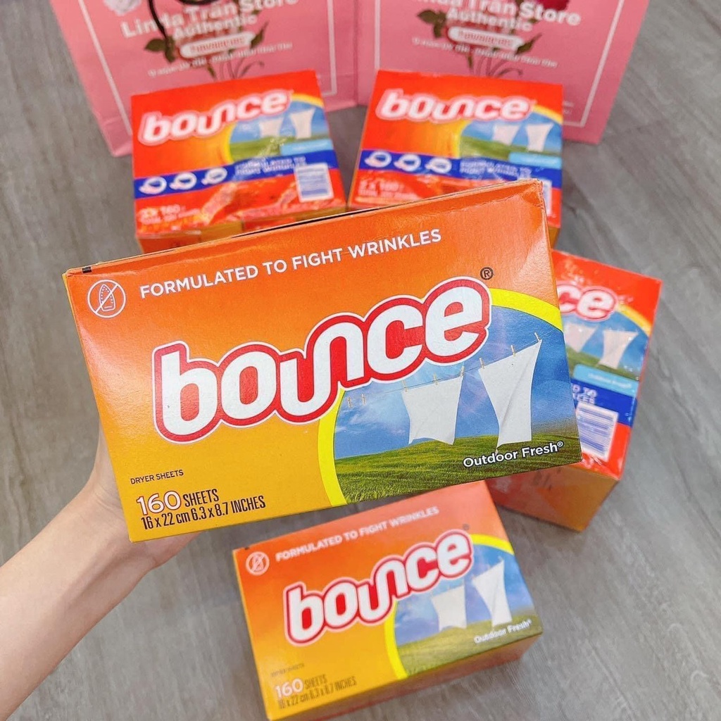 Giấy thơm Bounce xuất xứ Mỹ 160 tờ dùng cho máy sấy, ướp quần áo