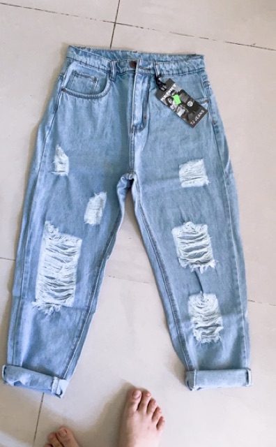 Quần baggy jeans nữ rách kiểu có BIG SIZE 2066
