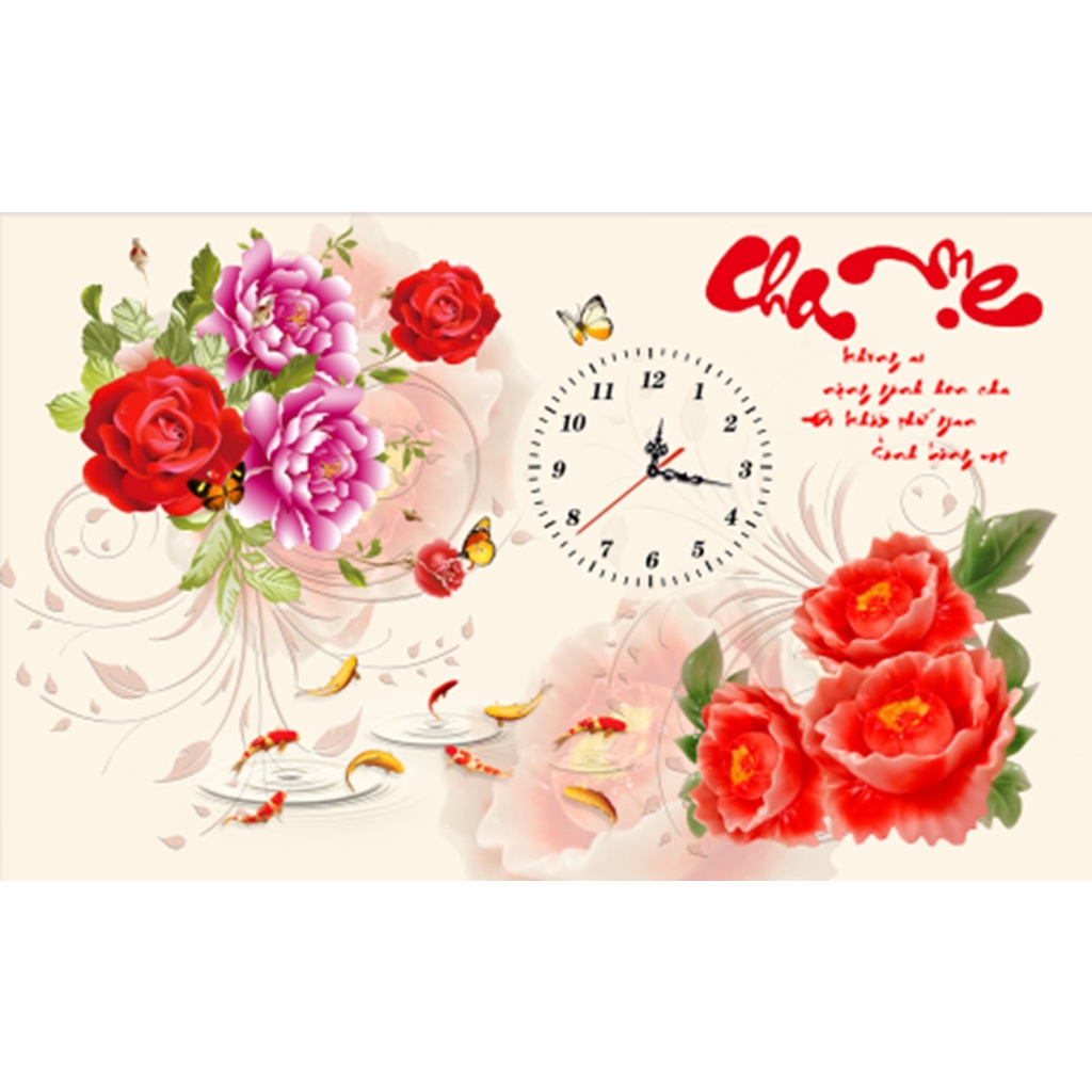 Tranh thêu chữ thập, tranh đính đá cha mẹ LV3444 ; VS278