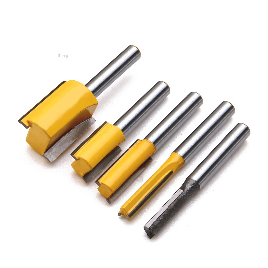 Bộ 5 Mũi Phay Router Thẳng & Thân Thẳng 1 / 4 "Cắt Chế Biến Gỗ