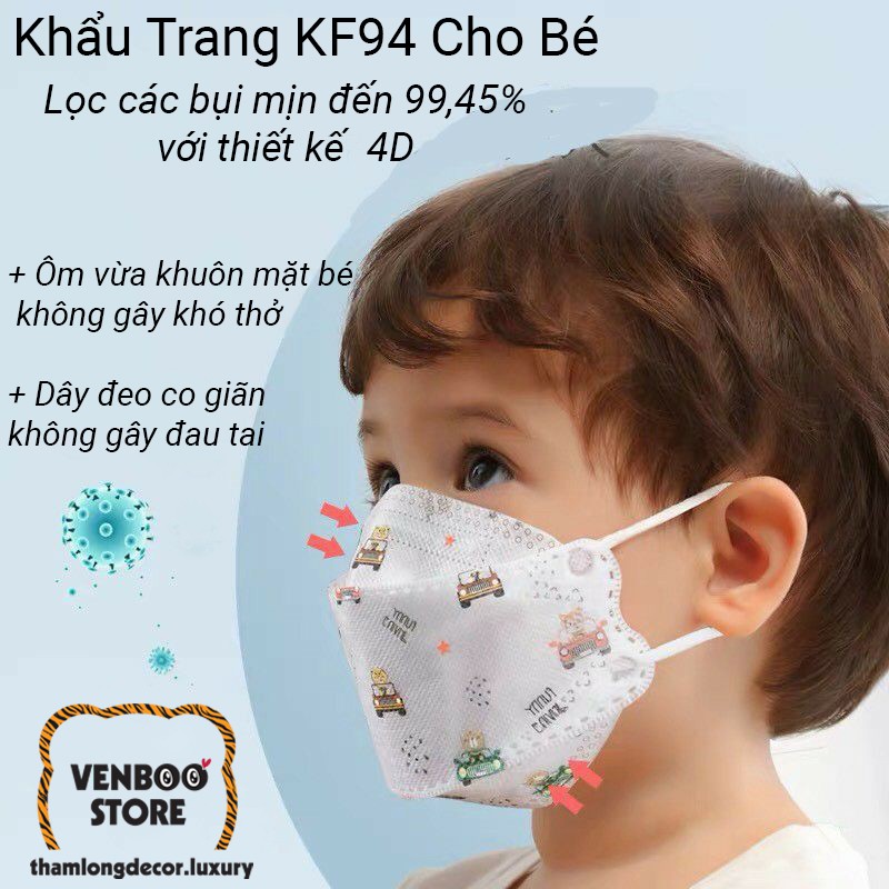 [ Túi 10cái ] Khẩu Trang 4D Cho Bé KF94 Kids Mask | Khẩu Trang Y Tế Trẻ Em
