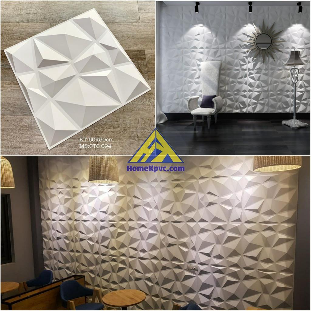 Tấm Ốp Tường Nhựa 3D khổ 50x50cm Màu Trắng Siêu Bền