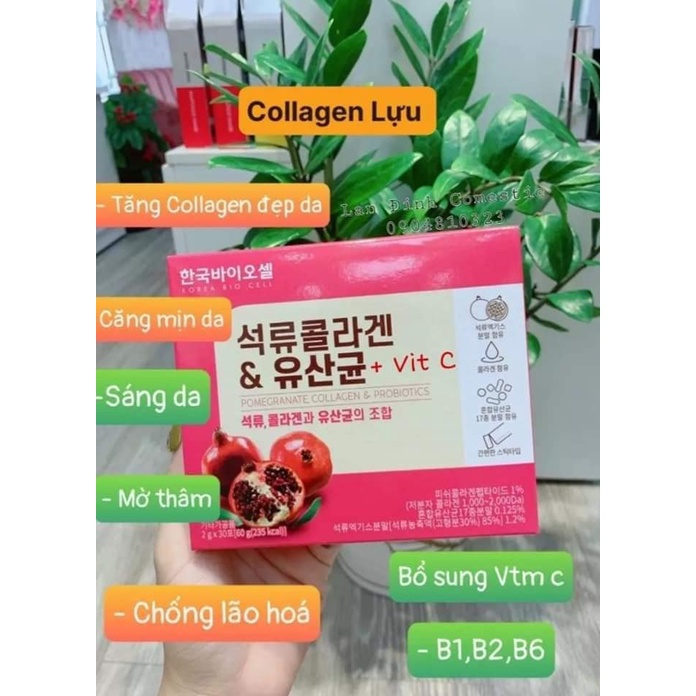 Collagen Lựu Đỏ Hàn Quốc 30 Gói Vitamin C (+Vit C) Chính Hãng - Bột Collagen Lựu