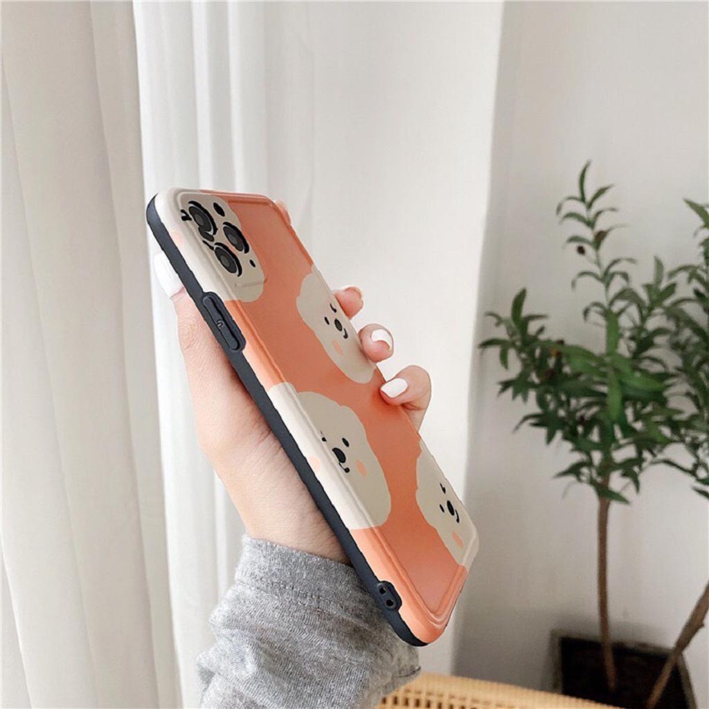 Ốp Lưng Iphone Cao Cấp Full Viền GẤU TRẮNG MÀU CAM  Dành Cho Tất Cả Dòng Iphone từ 6 đến 11promax | BigBuy360 - bigbuy360.vn